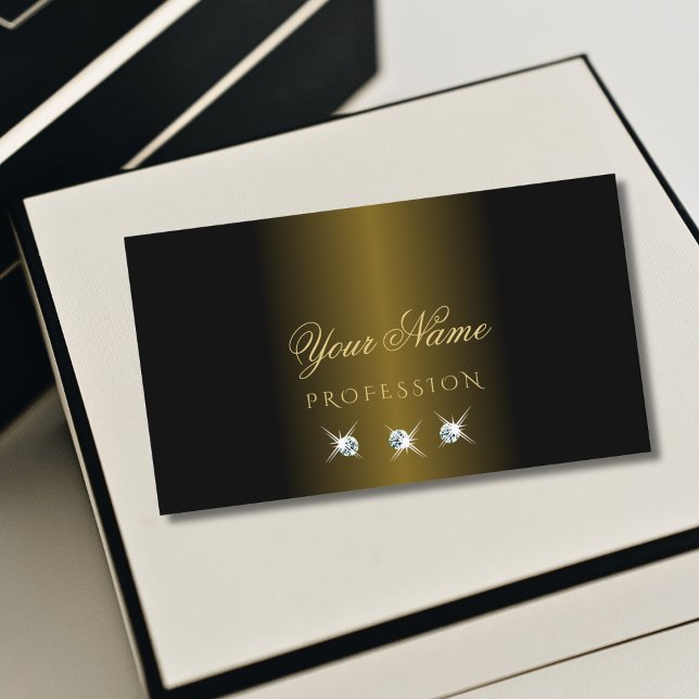 Luxurious Black Golden Sparkling Diamonds Elegant Business Card (Creator Uploaded)