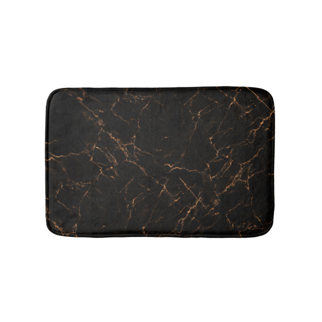 Luxurious Black Marble: Elegant Texture Bath Mat (Front)