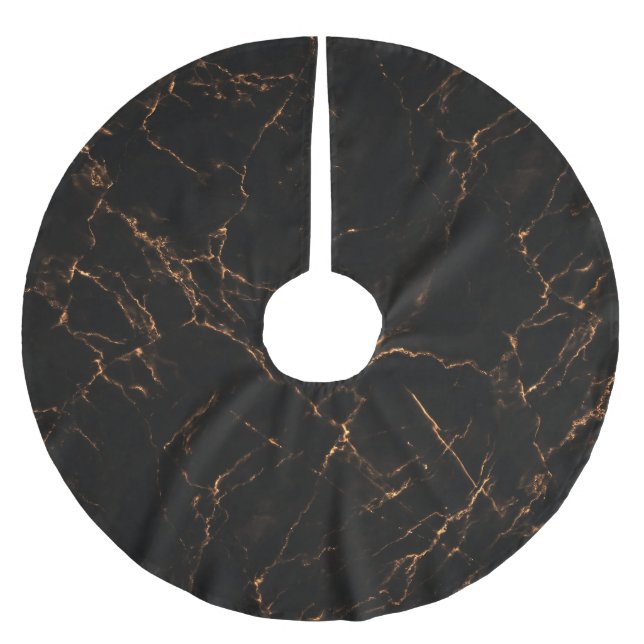 Luxurious Black Marble: Elegant Texture Brushed Polyester Tree Skirt (Front)