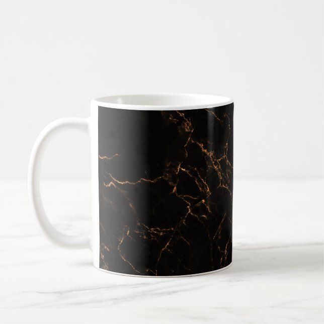 Luxurious Black Marble: Elegant Texture Coffee Mug (Left)