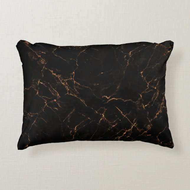 Luxurious Black Marble: Elegant Texture Decorative Cushion (Front)