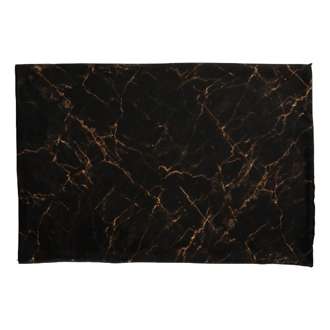 Luxurious Black Marble: Elegant Texture Pillowcase (Front)