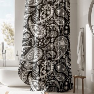 Luxurious Black Paisley Shower Curtain