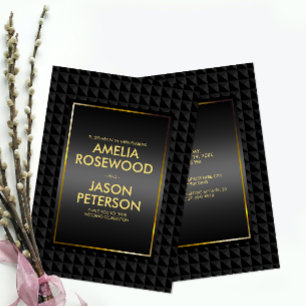 Luxurious Black Polygon Shape Pattern Wedding Invitation