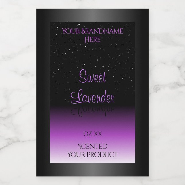 Luxurious Black Purple Product Labels Soft Glitter (Single Label)