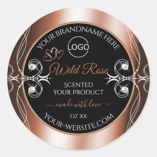 Luxurious Black Rose Gold Decor Product Label Logo