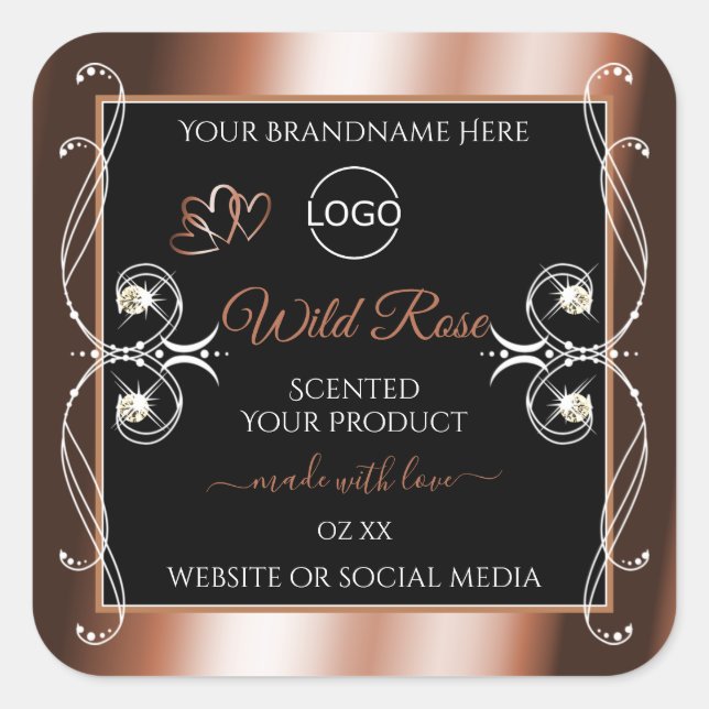 Luxurious Black Rose Gold Decor Product Label Logo (Front)