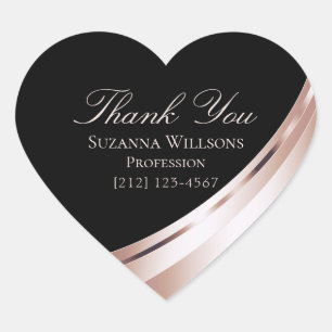 Luxurious Black Rose Gold Decor Thank You Label