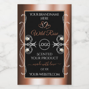 Luxurious Black Rose Gold Frame Product Label Logo