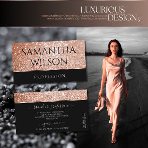 Luxurious Black Rose Gold Glitter Luminous Stars Business Card