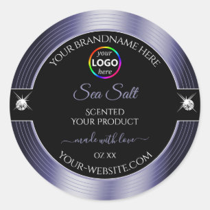 Luxurious Black Shiny Blue with Logo Product Label