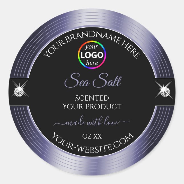 Luxurious Black Shiny Blue with Logo Product Label (Front)