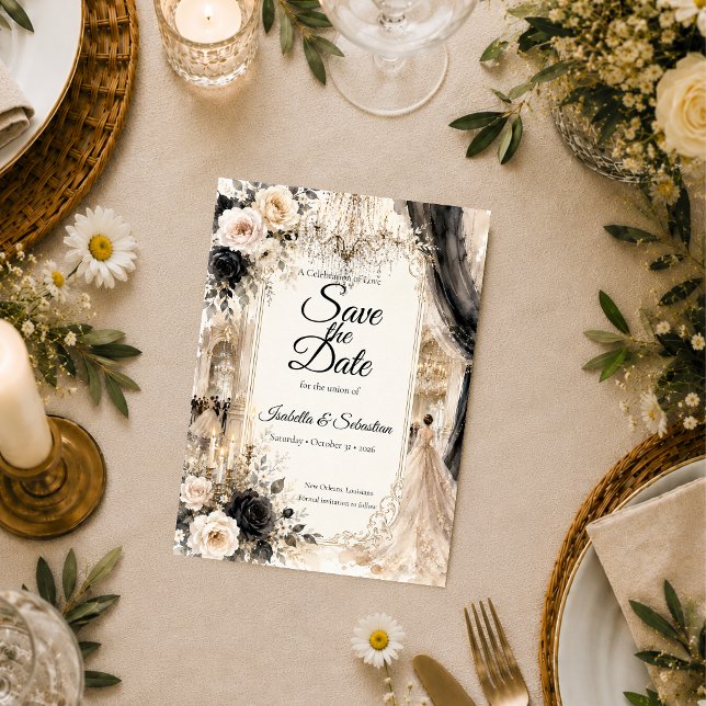 Luxurious Black Tie Elegance Wedding Save The Date (Creator Uploaded)