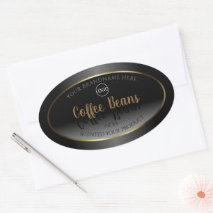 Luxurious Black White Gold Product Label with Logo