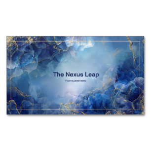 Luxurious Blue Agate Geode & Gold Glitter Magnetic Business Card