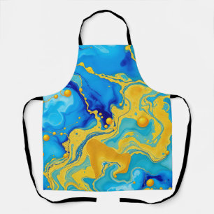 Luxurious Blue and Gold Alcohol Ink Abstract  Apron