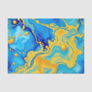 Luxurious Blue and Gold Alcohol Ink Abstract Tissue Paper