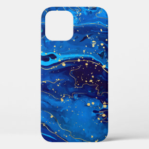 Luxurious Blue Gold Marble Texture iPhone 12 Case
