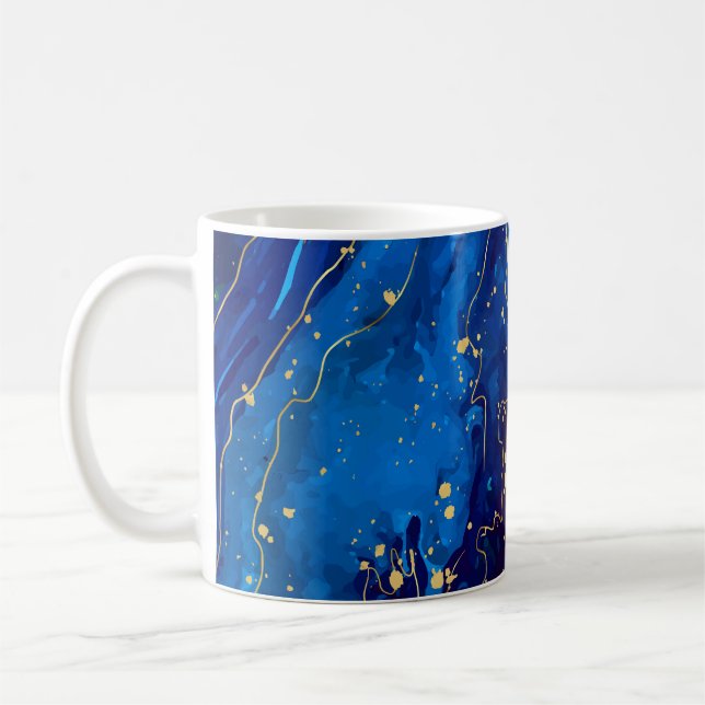 Luxurious Blue Gold Marble Texture Coffee Mug (Left)