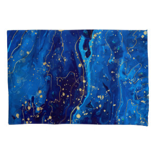 Luxurious Blue Gold Marble Texture Pillowcase