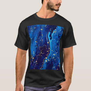 Luxurious Blue Gold Marble Texture T-Shirt