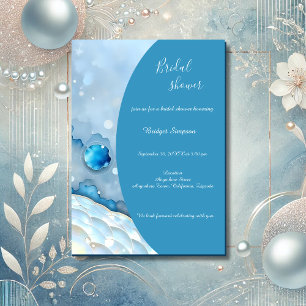Luxurious Blue Watercolor Abstract Pearlescent Invitation