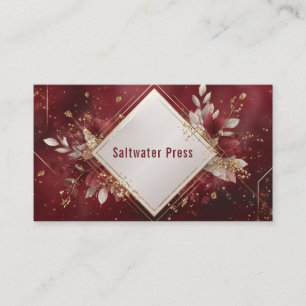 Luxurious Botanical Gold Leaf Burgundy Business Card
