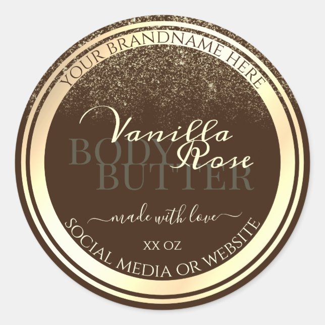 Luxurious Brown Product Packaging Label Gold Frame (Front)