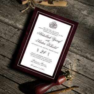 Luxurious Burgundy Elegant Frame Islamic Wedding Invitation