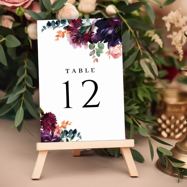 Luxurious Burgundy Floral Wedding Table Number (Creator Uploaded)