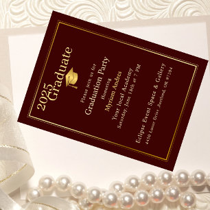 Luxurious Burgundy & Gold Graduation Invitation