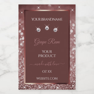 Luxurious Burgundy Sparkle Glitter Product Labels 