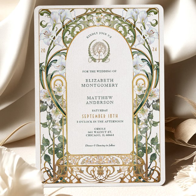 Luxurious Calla Lily Antique Gold Floral Wedding Invitation (Creator Uploaded)
