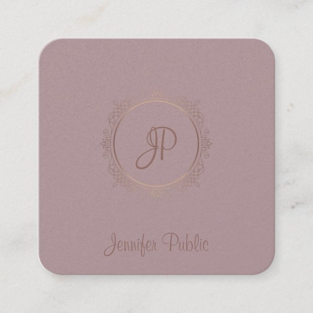 Luxurious Calligraphy Script Name Modern Template Square Business Card (Front)