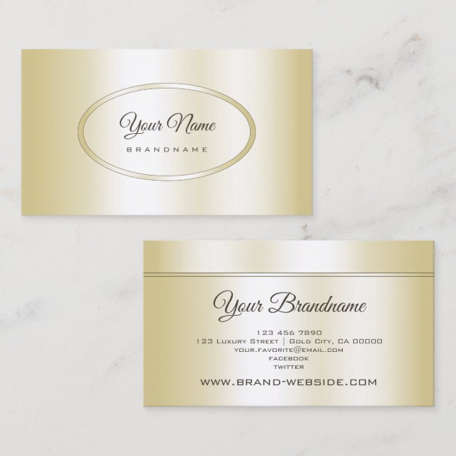 Luxurious Champagne Golden Professional and Modern Business Card (Front/Back)