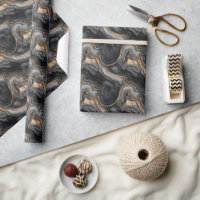 Luxurious Charcoal Gold Fluid Waves
