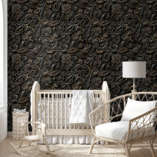 Luxurious & Chic Western Carving Floral Pattern Wallpaper