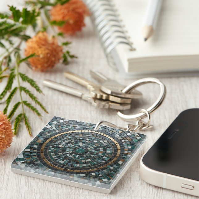Luxurious Circular Mosaic Wall Macro Key Ring (Front Right)