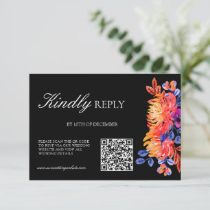 Luxurious Classy Elegant Watercolor Flowers weddin RSVP Card