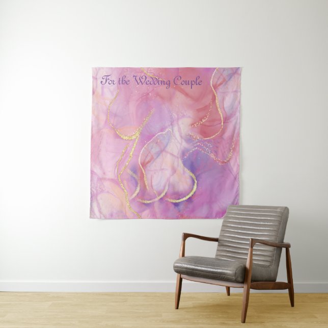 Luxurious Colourful Pinkish Marble &gold grains Tapestry (In Situ)
