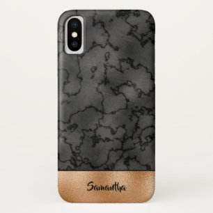 Luxurious Copper and Black Marbled Pattern iPhone X Case