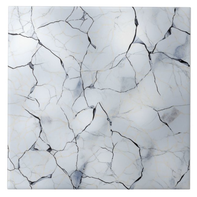 Luxurious Cracked White Marble Ceramic Tile (Front)