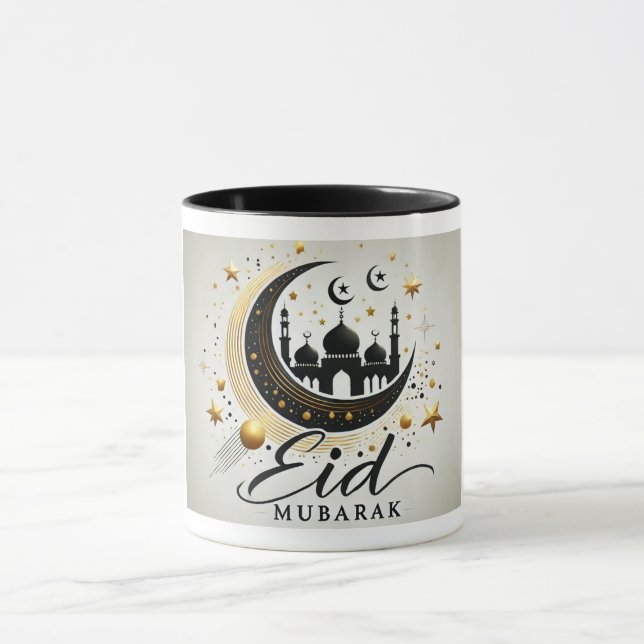Luxurious Crescent Mosque Eid Mubarak Mug (Center)