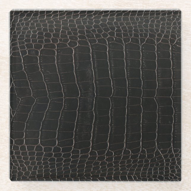Luxurious crocodile leather: textile texture. glass coaster (Front)