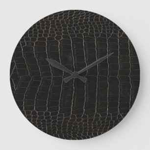 Luxurious crocodile leather: textile texture. large clock