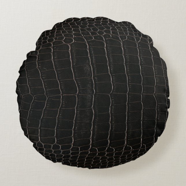 Luxurious crocodile leather: textile texture. round cushion (Front)