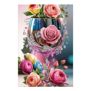 Luxurious Crystal Wine Glass Watercolor  Photo Print