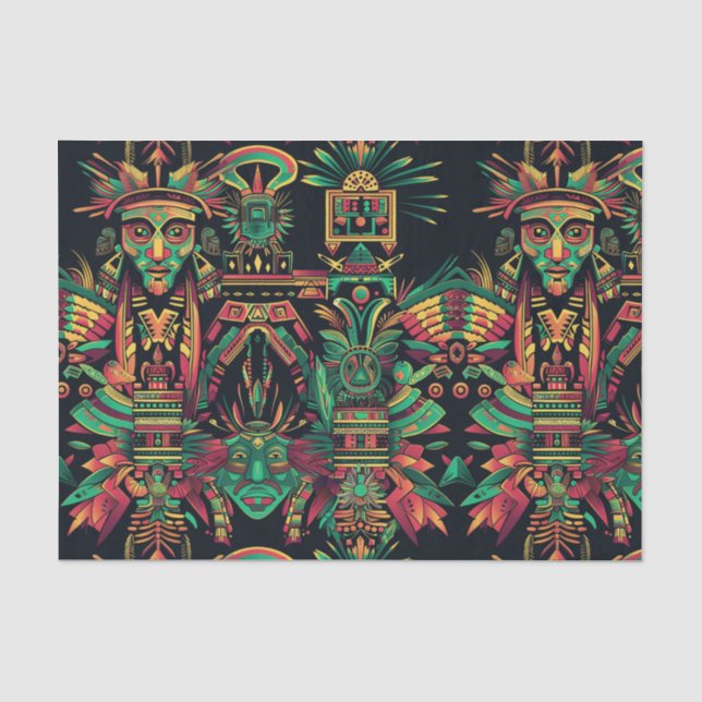 Luxurious Cyan "Ancestral Paradigm" Pattern Tissue Paper (Front)