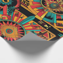 Luxurious Cyan "Aztec Dream" Artistic Wrapping Pap