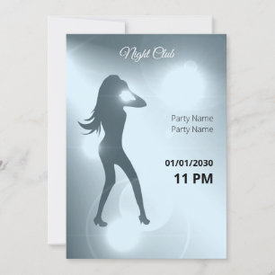 Luxurious Cyan Brilliant Dancing Girl Silhouette Invitation